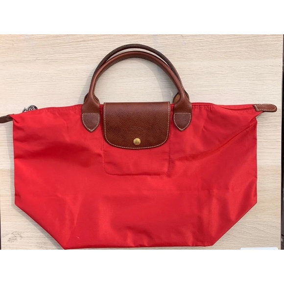 Longchamp Handbags - Longchamp Les Pliages Red Nylon Sac Pliant M